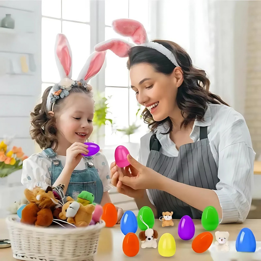 12/24/36 Pcs Prefilled Easter Eggs, Filled with Plush Animal Toys