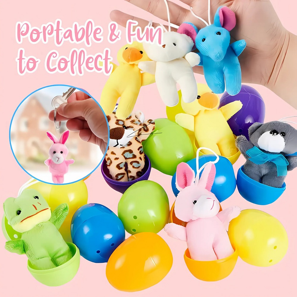 12/24/36 Pcs Prefilled Easter Eggs, Filled with Plush Animal Toys